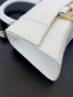 Women’s Hourglass XS Handbag Crocodile Embossed In White-Gold