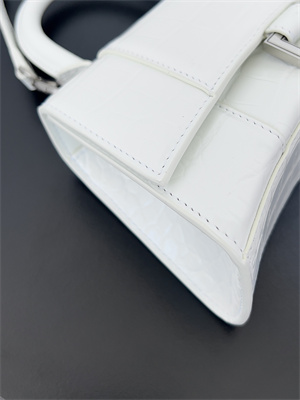Women’s Hourglass XS Handbag Crocodile Embossed In White-Silver