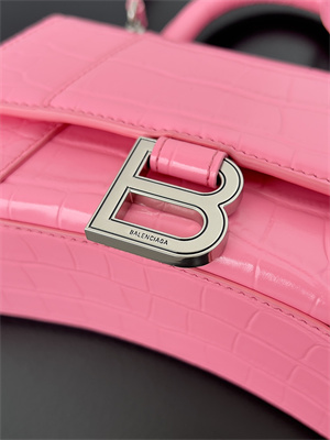 Women’s Hourglass XS Handbag Crocodile Embossed In Pink-Silver