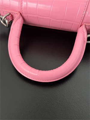 Women’s Hourglass XS Handbag Crocodile Embossed In Pink-Silver