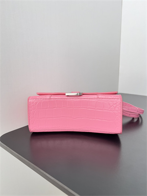 Women’s Hourglass XS Handbag Crocodile Embossed In Pink-Silver