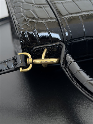 Women’s Hourglass XS Handbag Crocodile Embossed In Black-Gold