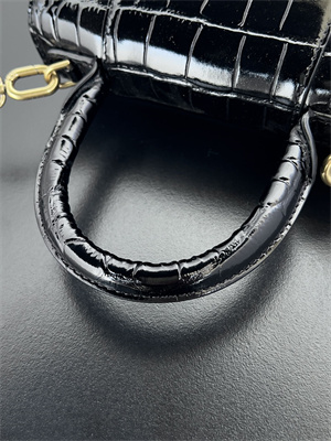 Women’s Hourglass XS Handbag Crocodile Embossed In Black-Gold