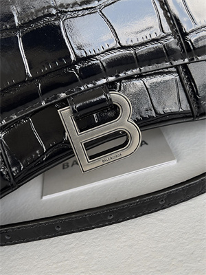 Women’s Hourglass XS Handbag Crocodile Embossed In Black-Silver