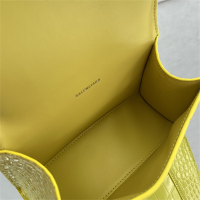 Women’s Hourglass XS Handbag Crocodile Embossed In Yellow-Silver