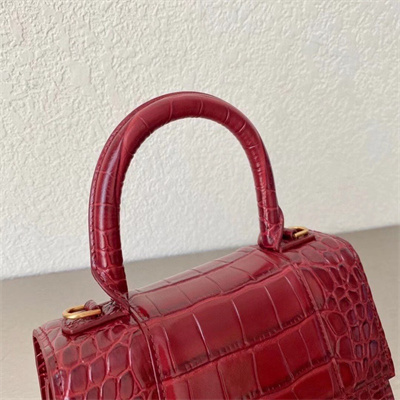 Women’s Hourglass XS Handbag Crocodile Embossed In Burgundy-Gold