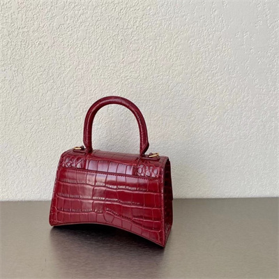 Women’s Hourglass XS Handbag Crocodile Embossed In Burgundy-Gold