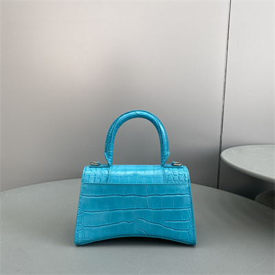 Women’s Hourglass XS Handbag Crocodile Embossed In Blue-Silver