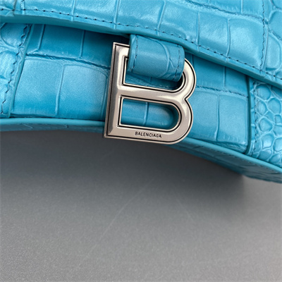 Women’s Hourglass XS Handbag Crocodile Embossed In Blue-Silver