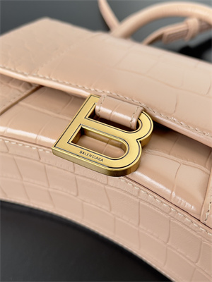 Women’s Hourglass XS Handbag Crocodile Embossed In Nude Pink-Gold