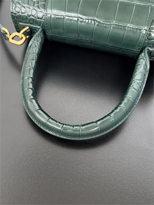 Women’s Hourglass XS Handbag Crocodile Embossed In Dk Green-Gold