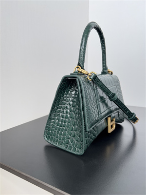 Women’s Hourglass XS Handbag Crocodile Embossed In Dk Green-Gold