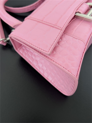 Women’s Hourglass XS Handbag Crocodile Embossed In Peach Pink-Silver