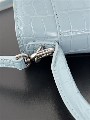 Women’s Hourglass XS Handbag Crocodile Embossed In Lt Blue-Silver