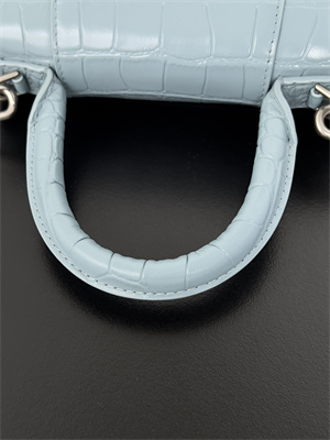Women’s Hourglass XS Handbag Crocodile Embossed In Lt Blue-Silver