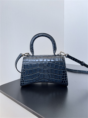Women’s Hourglass XS Handbag Crocodile Embossed In Navy-Silver