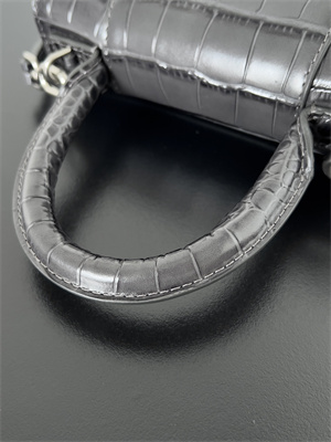 Women’s Hourglass XS Handbag Crocodile Embossed In Smoky Grey-Silver