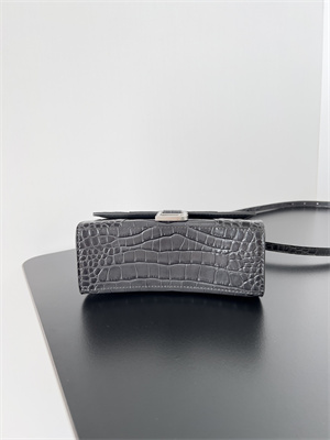 Women’s Hourglass XS Handbag Crocodile Embossed In Smoky Grey-Silver