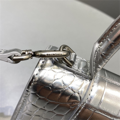 Women’s Hourglass XS Handbag Crocodile Embossed In Silver