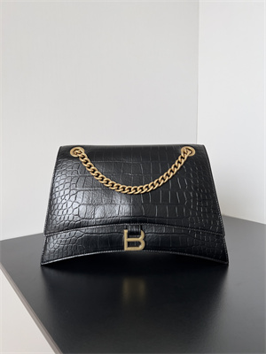 Women’s CRUSH Medium Chain Bag Crocodile Embossed In Black