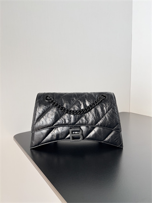 Women’s CRUSH Small Chain Bag Quilted In Black Crushed Calfskin