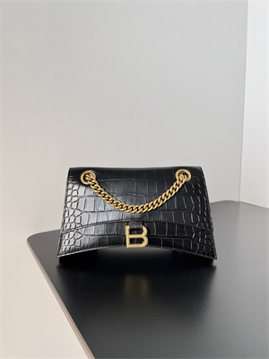 Women’s CRUSH Small Chain Bag Crocodile Embossed In Black