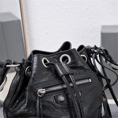 Women’s Le Cagole XS Bucket Bag In Arena Lambskin Black Color