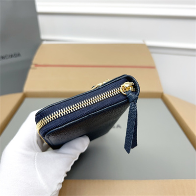 Le Cagole Continental Zippy Wallet In Goatskin Navy Color