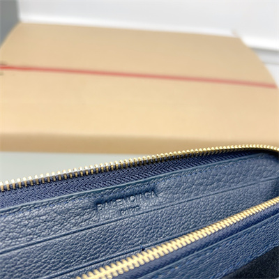Le Cagole Continental Zippy Wallet In Goatskin Navy Color