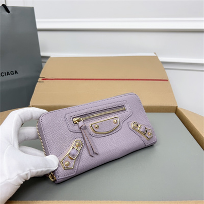 Le Cagole Continental Zippy Wallet In Goatskin Lt Violet Color