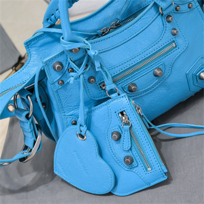 Women’s NEO Cagole XS Handbag In Arena Lambskin Aqua Blue Color