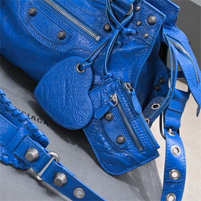 Women’s NEO Cagole City Small Handbag In Arena Lambskin Electric Blue Color