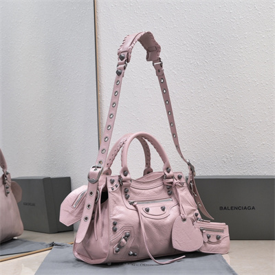 Women’s NEO Cagole City Small Handbag In Arena Lambskin Lt Pink Color