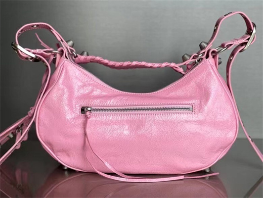 Women’s Le Cagole Small Shoulder Bag In Arena Lambskin Pink Color