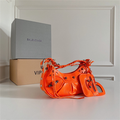 Women’s Le Cagole XS Shoulder Bag In Arena Lambskin Orange Color