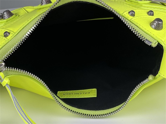 Women’s Le Cagole XS Shoulder Bag In Arena Lambskin Fluorescent Green Color