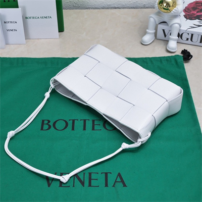 BV Cassette Pouch With Strap In Calfskin White Color