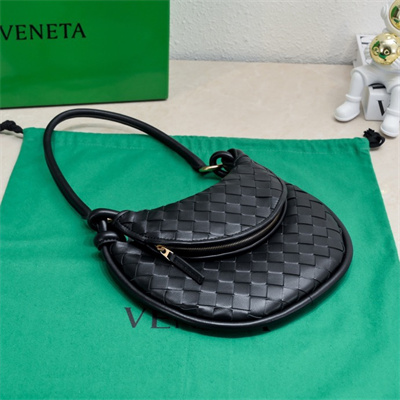 BV Small Gemelli Shoulder Bag In Lambskin Leather Black Color
