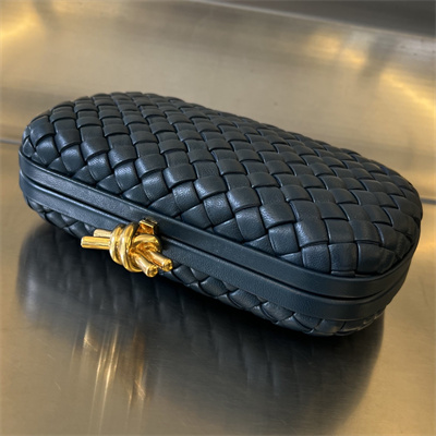 BV Knot Clutch In Lambskin Leather Navy Color