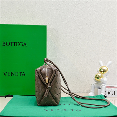 BV Small Loop Camera Bag In Lambskin Leather Taupe Grey Color