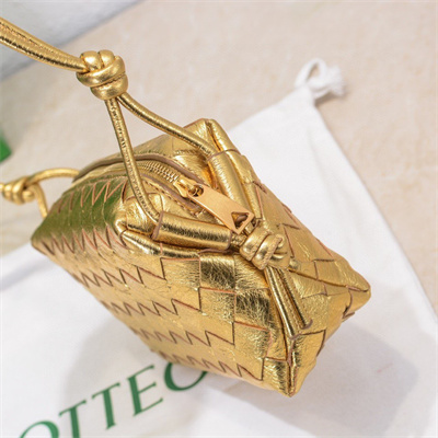 BV Mini Loop Camera Bag In Lambskin Leather Gold Color