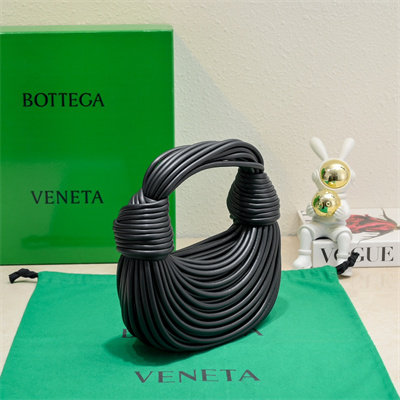 BV Mini Tubular Double Knot Bag In Lambskin Leather Black Color