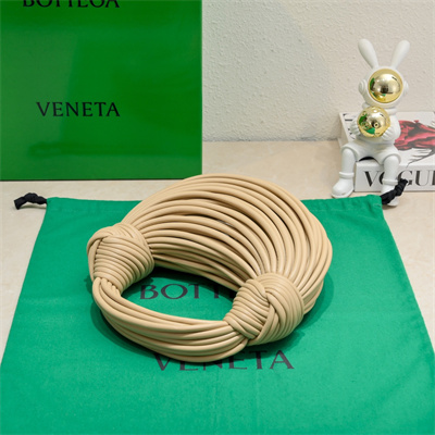 BV Mini Tubular Double Knot Bag In Lambskin Leather Porridge Color