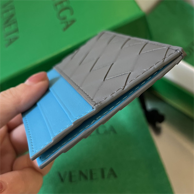 BV Card holder In Calfskin Leather Thunder/Pool