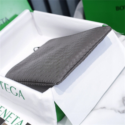 BV Zipper Pouch In Lambskin Leather Grey Color 80-6