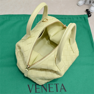 BV Mini Bauletto Bowling Bag In Lambskin Leather Ice Cream Color