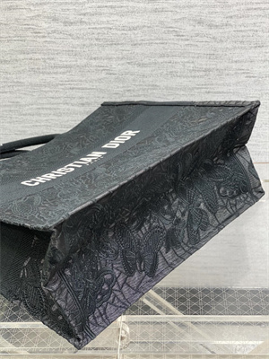 CD Large Book Tote Black D-Lace Embroidery With Macrame Effect