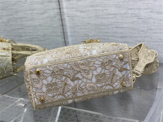 CD Medium Lady Di.or D-Lite Bag Gold D-Lace Macram?? Embroidery