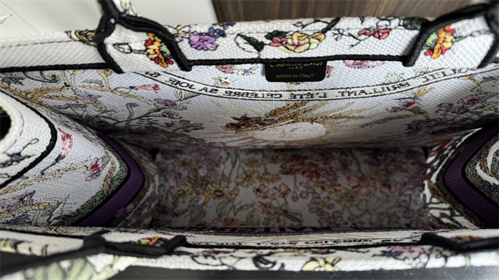 CD Large Book Tote Ecru Multicolor Di.or 4 Saisons ??t?? Soleil Embroidery