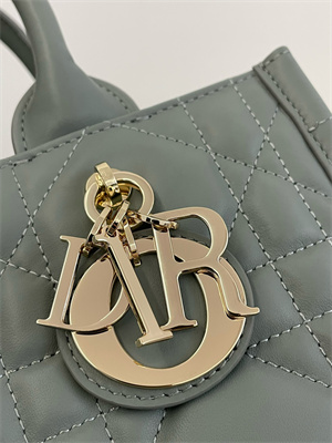 CD Small Book Tote With Strap Macrocannage Calfskin Stone Grey